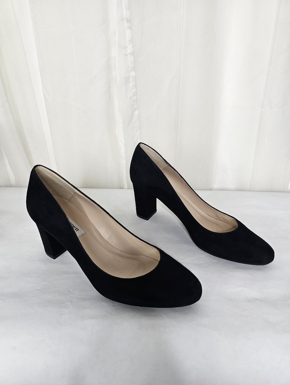 L.K. Bennett Serha / Sersha Black Suede Block Heel Pumps New 36.5